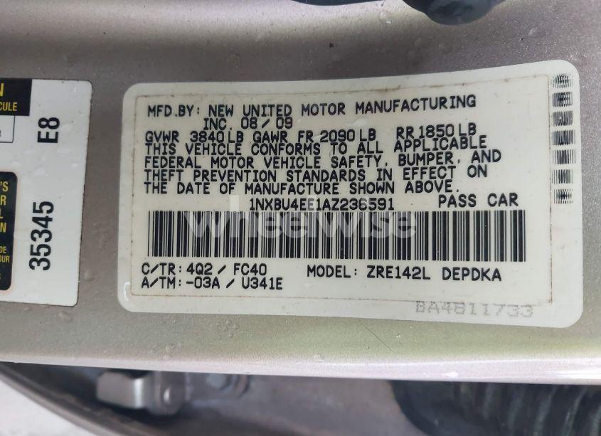 Photo 9 of 2010 Toyota Corolla LE (VIN 1NXBU4EE1AZ236591)