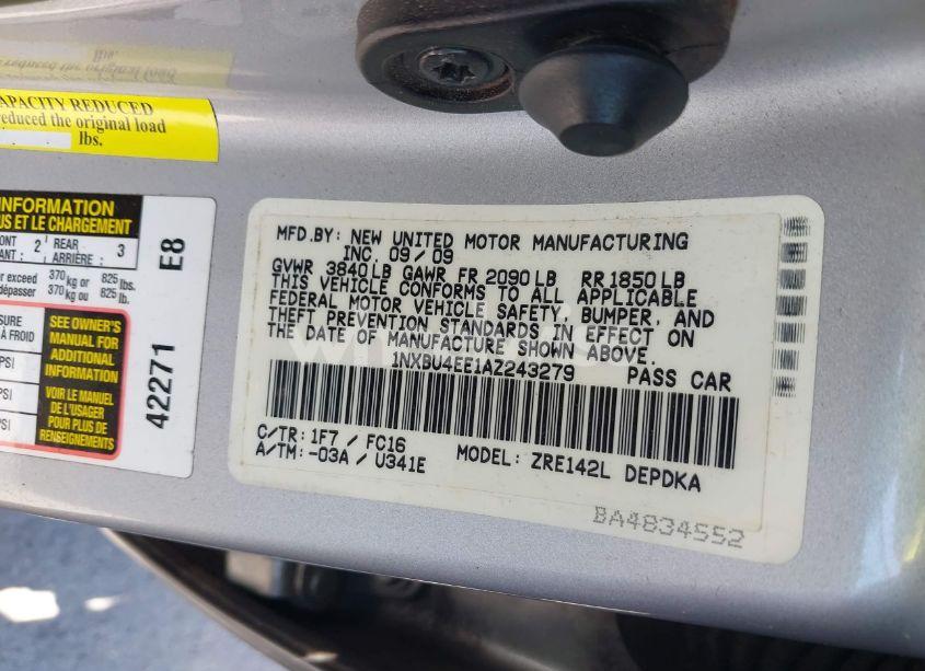 Photo 9 of 2010 Toyota Corolla LE (VIN 1NXBU4EE1AZ243279)