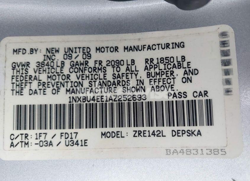 Photo 9 of 2010 Toyota Corolla S (VIN 1NXBU4EE1AZ252693)