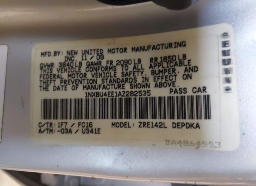 Photo 9 of 2010 Toyota Corolla LE (VIN 1NXBU4EE1AZ282535)