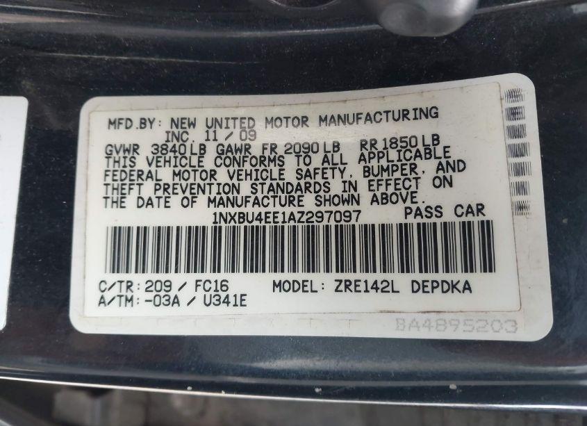 Photo 9 of 2010 Toyota Corolla LE (VIN 1NXBU4EE1AZ297097)