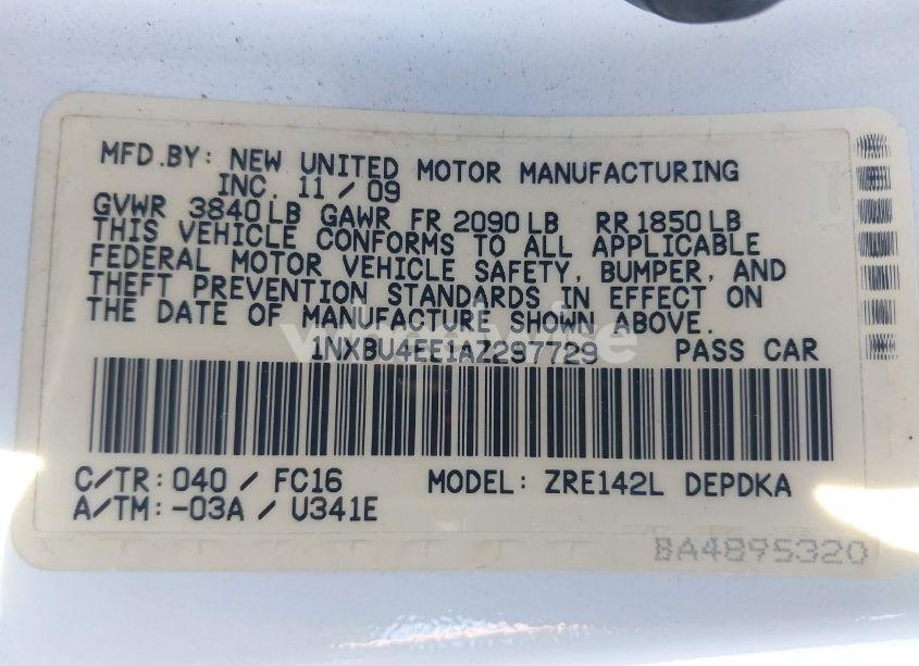 Photo 9 of 2010 Toyota Corolla LE (VIN 1NXBU4EE1AZ297729)