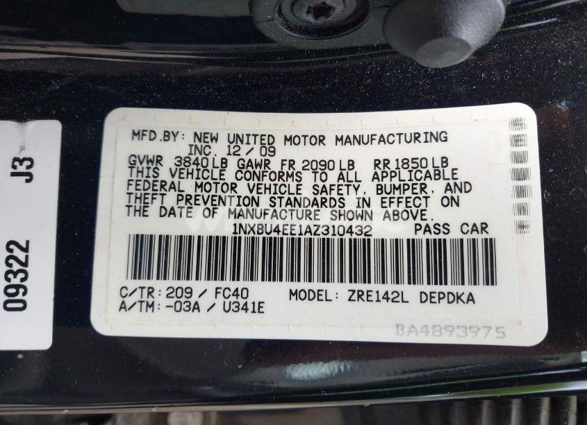 Photo 9 of 2010 Toyota Corolla LE (VIN 1NXBU4EE1AZ310432)