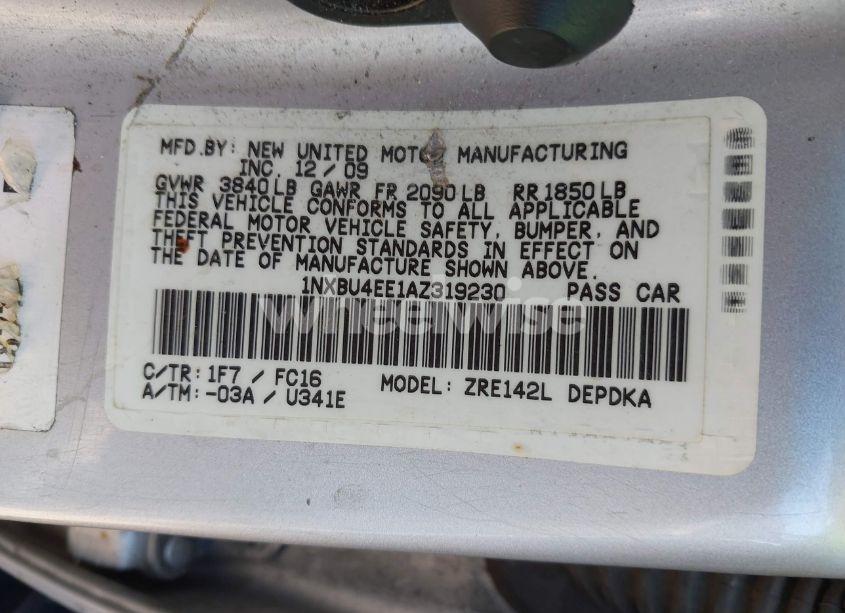 Photo 9 of 2010 Toyota Corolla LE (VIN 1NXBU4EE1AZ319230)