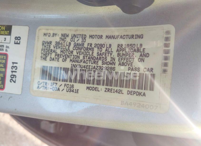 Photo 9 of 2010 Toyota Corolla LE (VIN 1NXBU4EE1AZ329286)