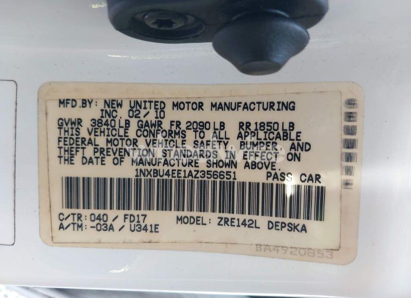 Photo 9 of 2010 Toyota Corolla S (VIN 1NXBU4EE1AZ356651)