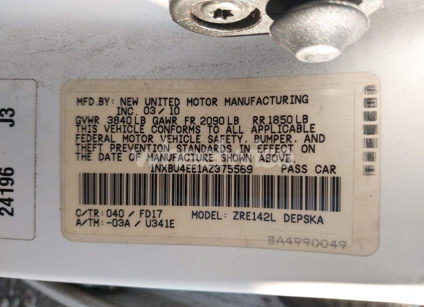 Photo 9 of 2010 Toyota Corolla S (VIN 1NXBU4EE1AZ375569)