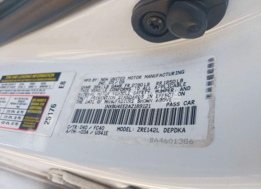 Photo 9 of 2010 Toyota Corolla LE (VIN 1NXBU4EE2AZ189121)