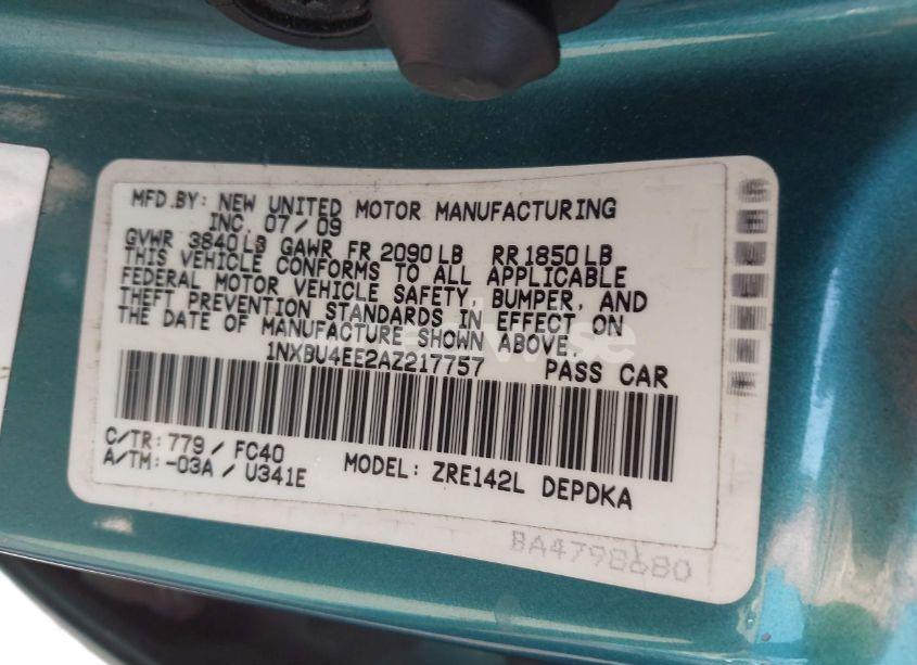 Photo 9 of 2010 Toyota Corolla LE (VIN 1NXBU4EE2AZ217757)