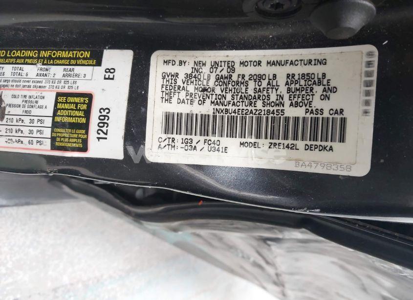 Photo 9 of 2010 Toyota Corolla LE (VIN 1NXBU4EE2AZ218455)