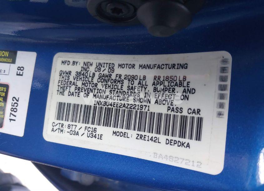 Photo 9 of 2010 Toyota Corolla LE (VIN 1NXBU4EE2AZ221971)