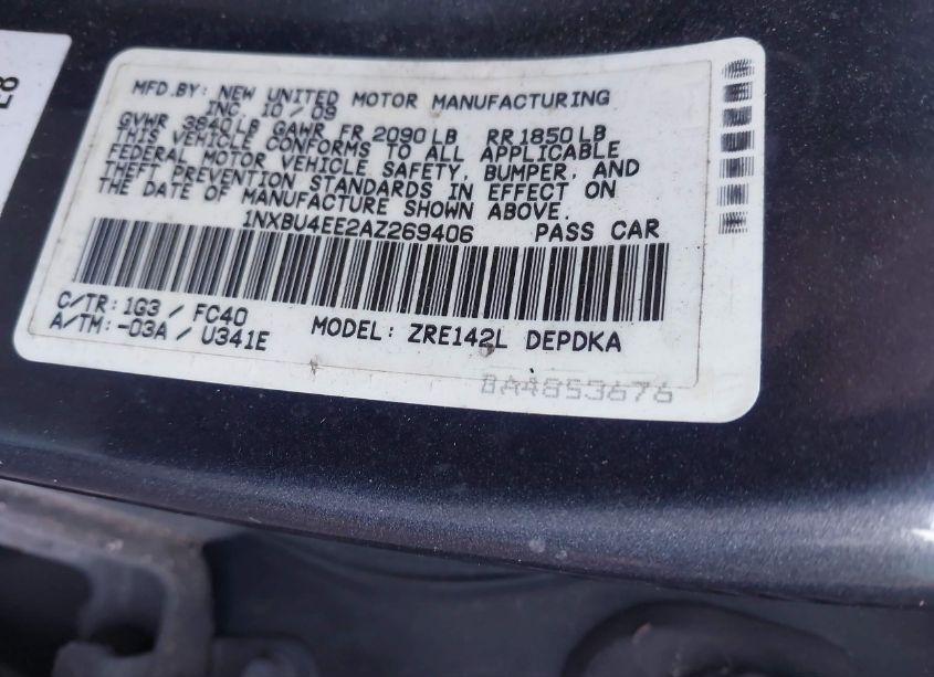 Photo 9 of 2010 Toyota Corolla LE (VIN 1NXBU4EE2AZ269406)