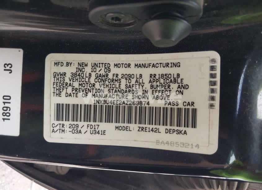 Photo 9 of 2010 Toyota Corolla S (VIN 1NXBU4EE2AZ269874)