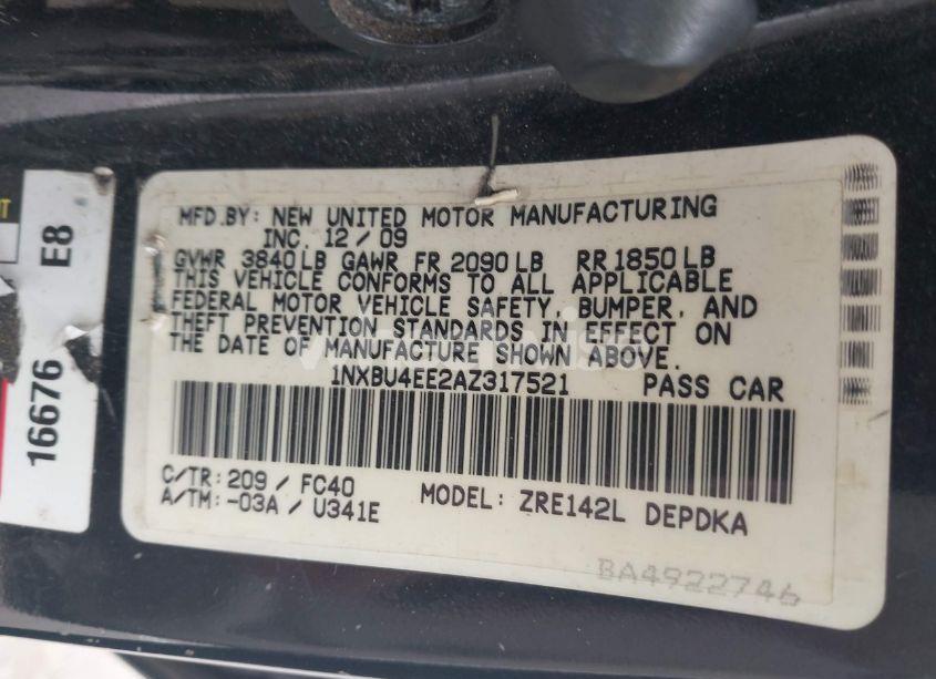 Photo 9 of 2010 Toyota Corolla LE (VIN 1NXBU4EE2AZ317521)