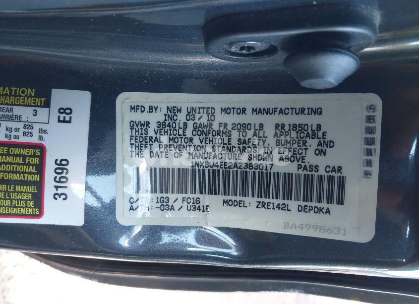 Photo 9 of 2010 Toyota Corolla LE (VIN 1NXBU4EE2AZ383017)