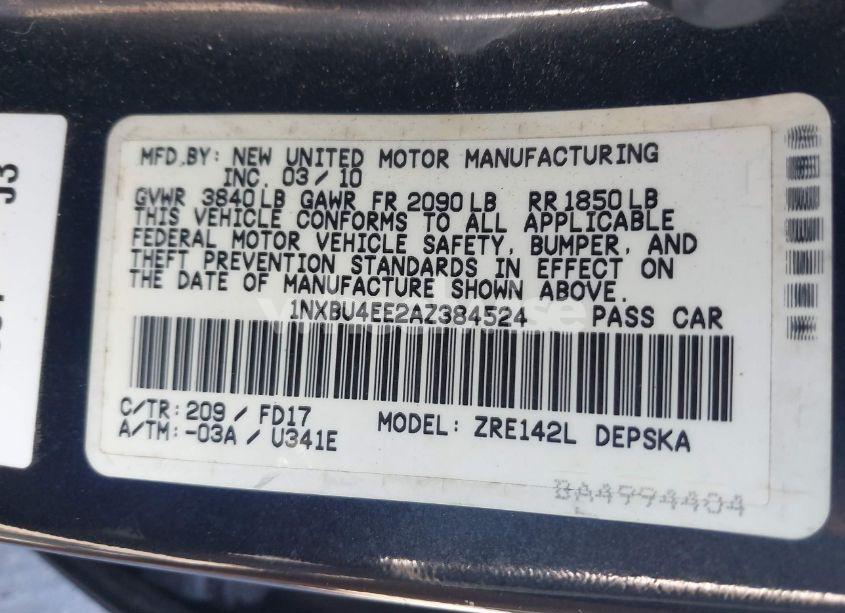 Photo 9 of 2010 Toyota Corolla S (VIN 1NXBU4EE2AZ384524)