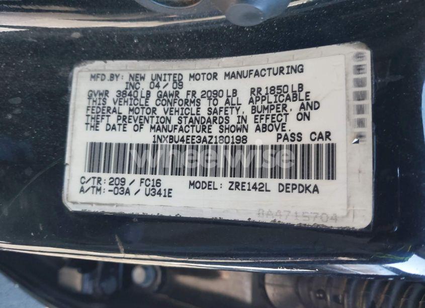 Photo 9 of 2010 Toyota Corolla LE (VIN 1NXBU4EE3AZ180198)