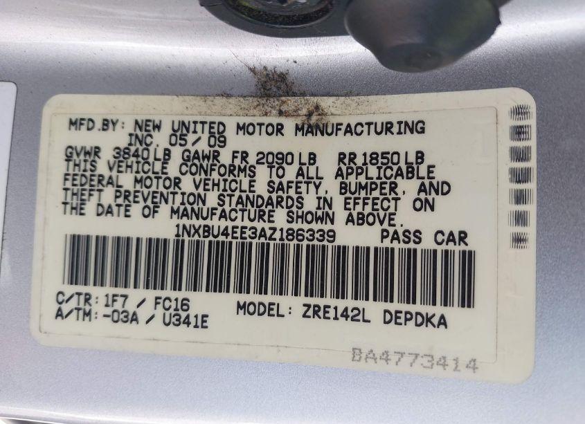 Photo 9 of 2010 Toyota Corolla LE (VIN 1NXBU4EE3AZ186339)