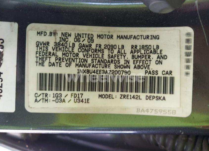 Photo 9 of 2010 Toyota Corolla S (VIN 1NXBU4EE3AZ200790)