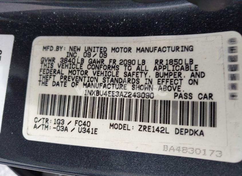 Photo 9 of 2010 Toyota Corolla LE (VIN 1NXBU4EE3AZ243090)