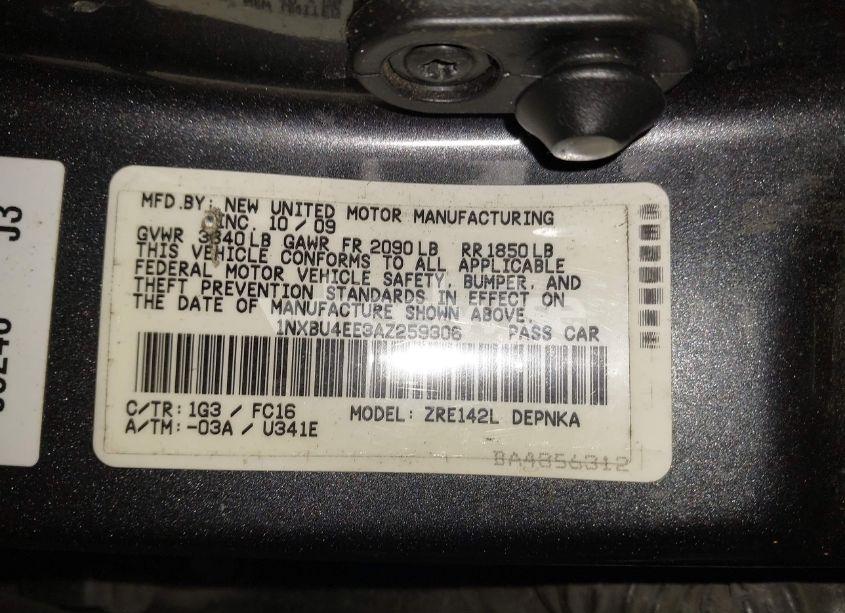 Photo 9 of 2010 Toyota Corolla XLE (VIN 1NXBU4EE3AZ259306)