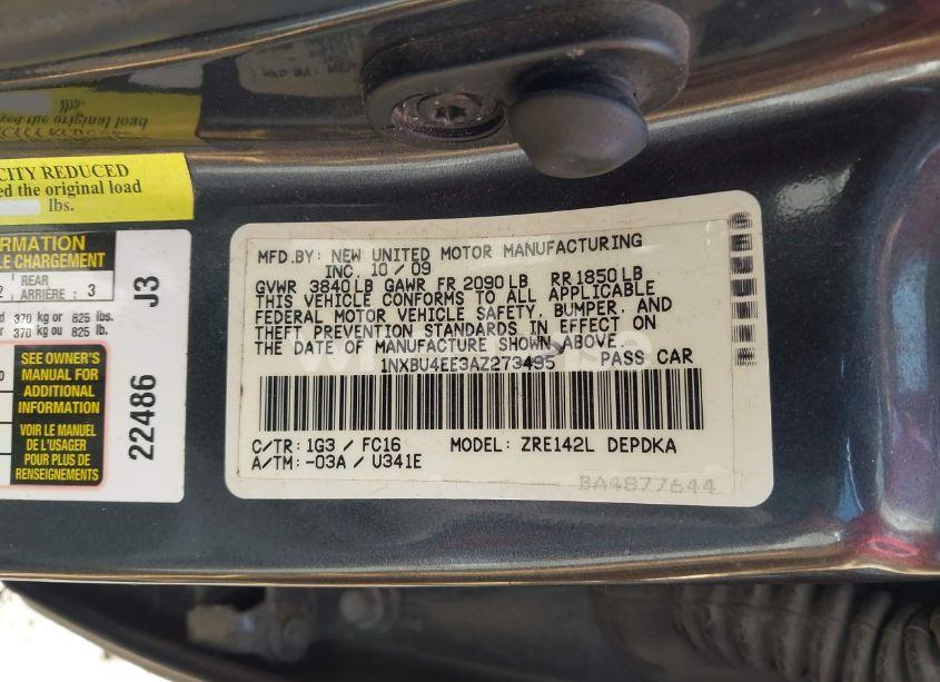 Photo 9 of 2010 Toyota Corolla LE (VIN 1NXBU4EE3AZ273495)