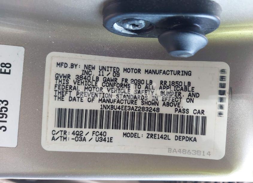 Photo 9 of 2010 Toyota Corolla LE (VIN 1NXBU4EE3AZ283248)