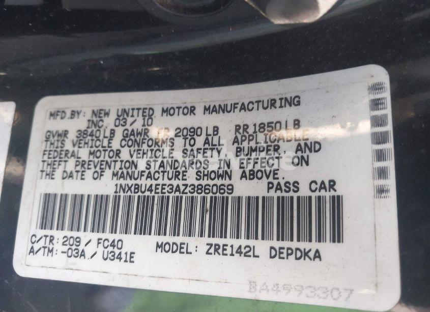 Photo 9 of 2010 Toyota Corolla LE (VIN 1NXBU4EE3AZ386069)