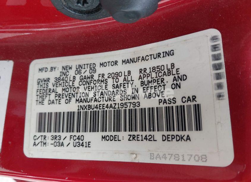 Photo 9 of 2010 Toyota Corolla LE (VIN 1NXBU4EE4AZ195793)