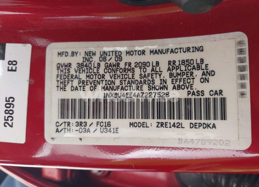 Photo 9 of 2010 Toyota Corolla LE (VIN 1NXBU4EE4AZ227528)