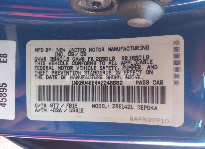 Photo 9 of 2010 Toyota Corolla (VIN 1NXBU4EE4AZ246662)