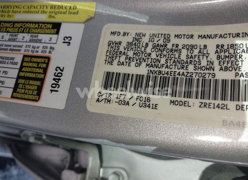 Photo 9 of 2010 Toyota Corolla LE (VIN 1NXBU4EE4AZ270279)