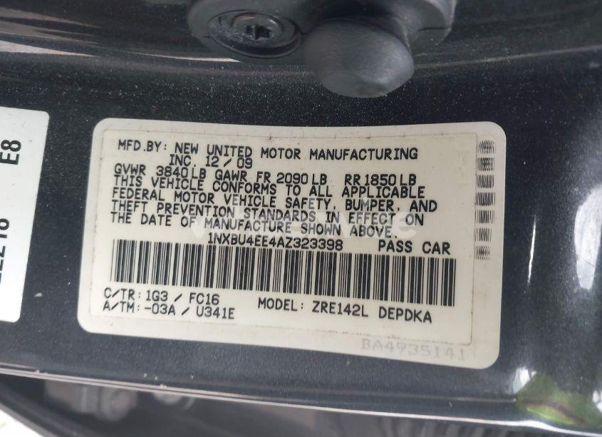 Photo 9 of 2010 Toyota Corolla LE (VIN 1NXBU4EE4AZ323398)