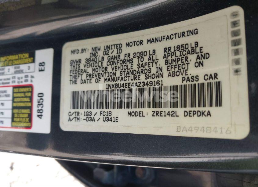 Photo 9 of 2010 Toyota Corolla LE (VIN 1NXBU4EE4AZ349161)