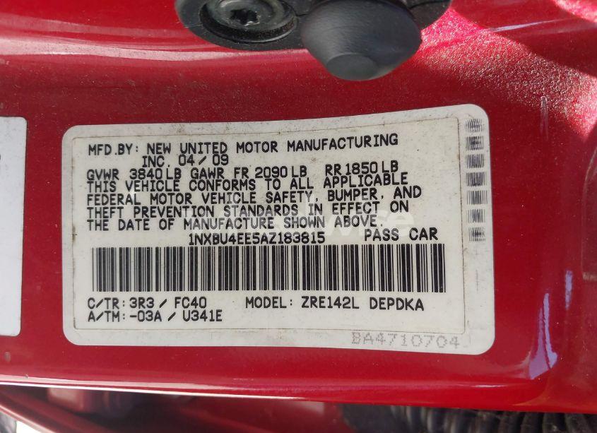 Photo 9 of 2010 Toyota Corolla LE (VIN 1NXBU4EE5AZ183815)