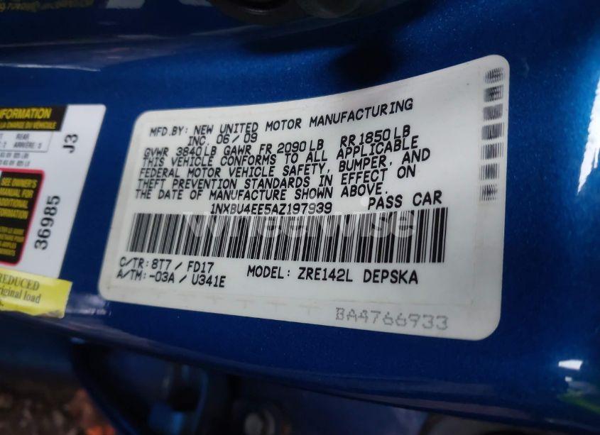 Photo 9 of 2010 Toyota Corolla S (VIN 1NXBU4EE5AZ197939)