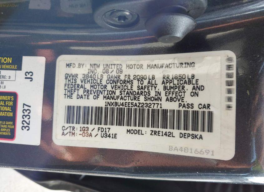 Photo 9 of 2010 Toyota Corolla S (VIN 1NXBU4EE5AZ232771)