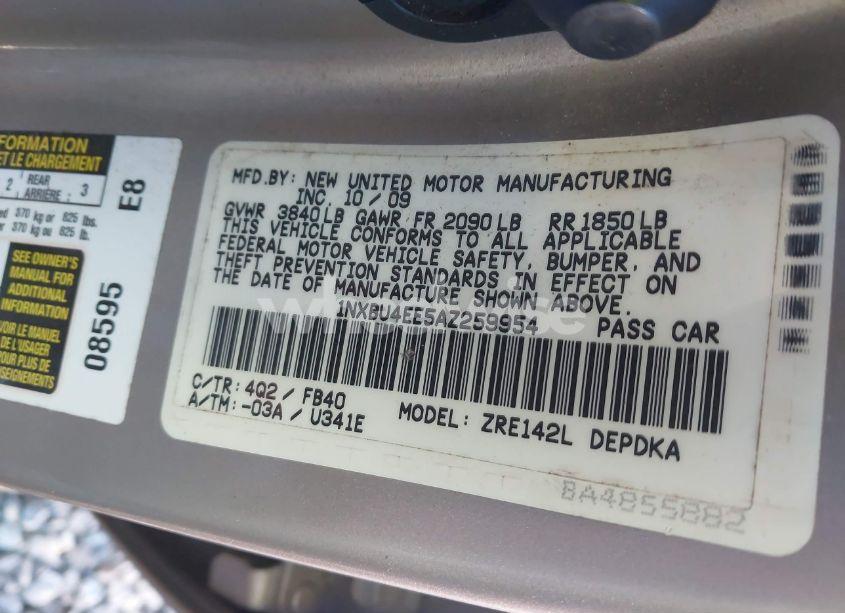 Photo 9 of 2010 Toyota Corolla (VIN 1NXBU4EE5AZ259954)