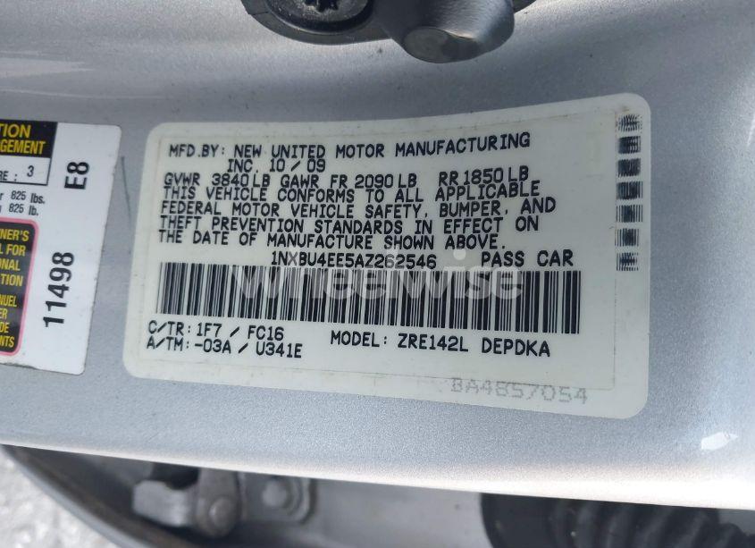 Photo 9 of 2010 Toyota Corolla LE (VIN 1NXBU4EE5AZ262546)