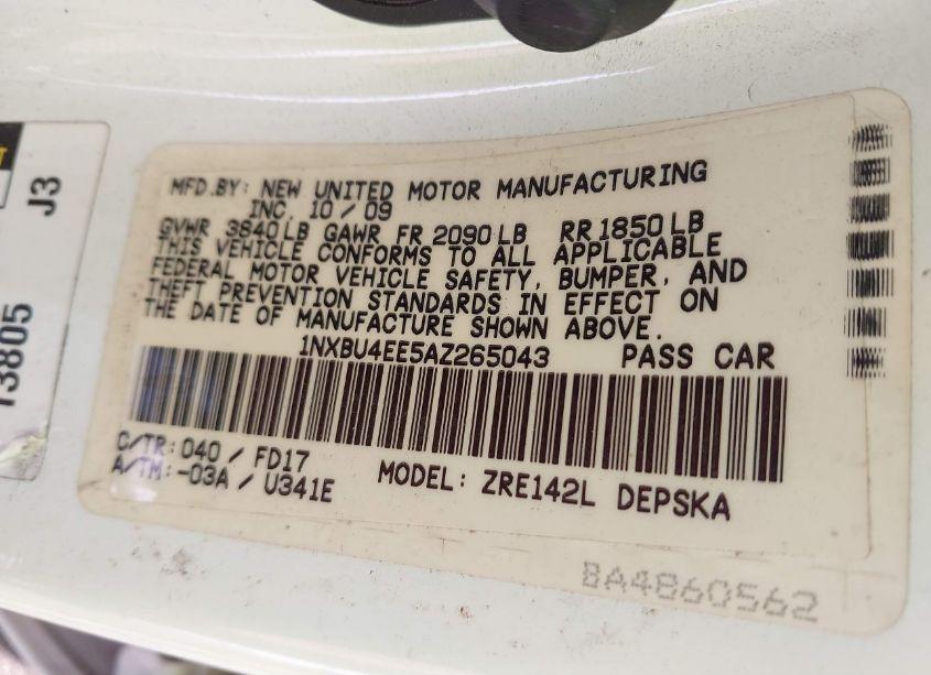 Photo 9 of 2010 Toyota Corolla S (VIN 1NXBU4EE5AZ265043)