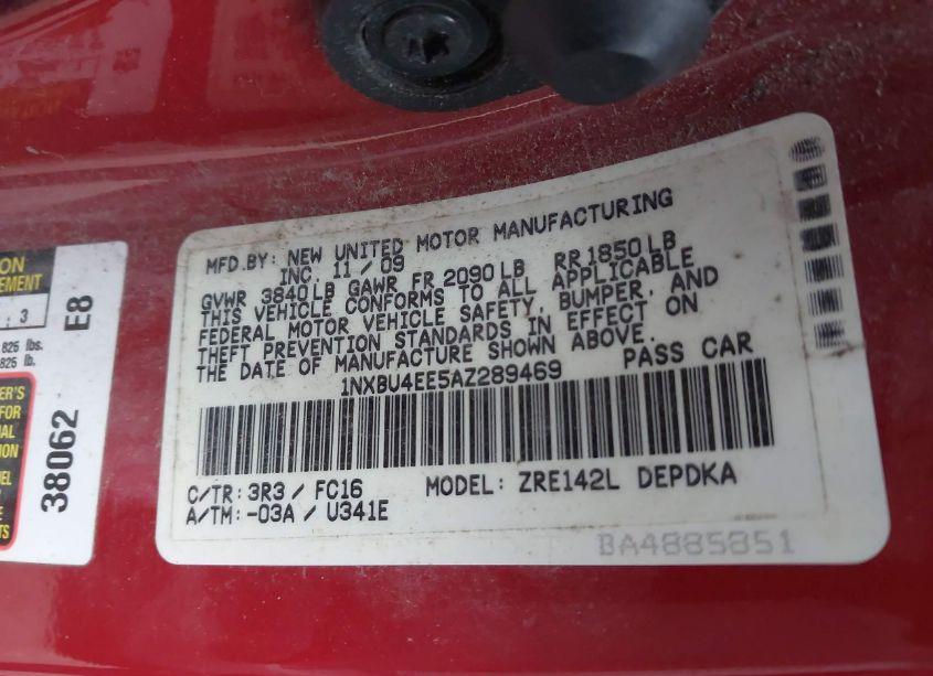 Photo 9 of 2010 Toyota Corolla LE (VIN 1NXBU4EE5AZ289469)