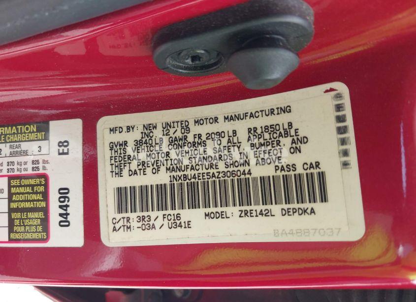 Photo 9 of 2010 Toyota Corolla LE (VIN 1NXBU4EE5AZ306044)