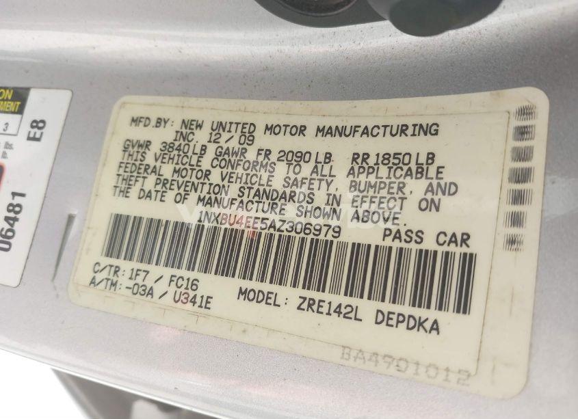 Photo 9 of 2010 Toyota Corolla LE (VIN 1NXBU4EE5AZ306979)