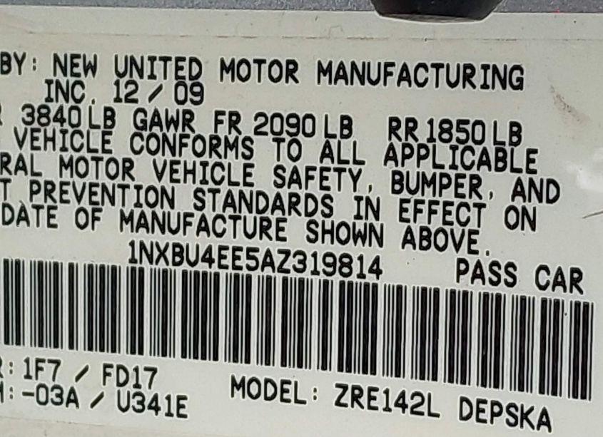 Photo 9 of 2010 Toyota Corolla S (VIN 1NXBU4EE5AZ319814)