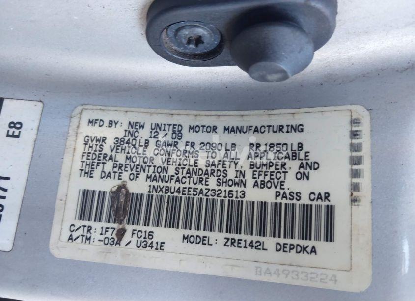 Photo 9 of 2010 Toyota Corolla LE (VIN 1NXBU4EE5AZ321613)