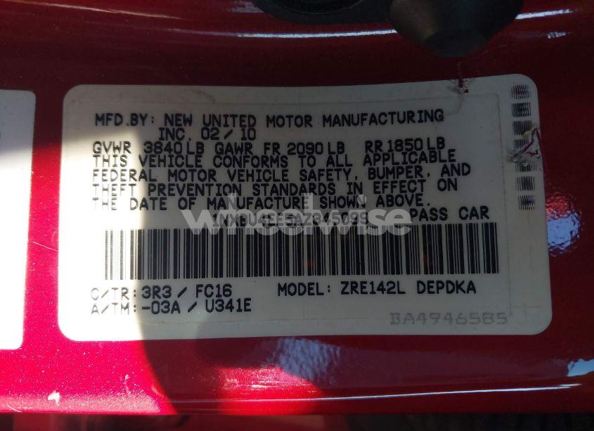 Photo 9 of 2010 Toyota Corolla LE (VIN 1NXBU4EE5AZ345099)