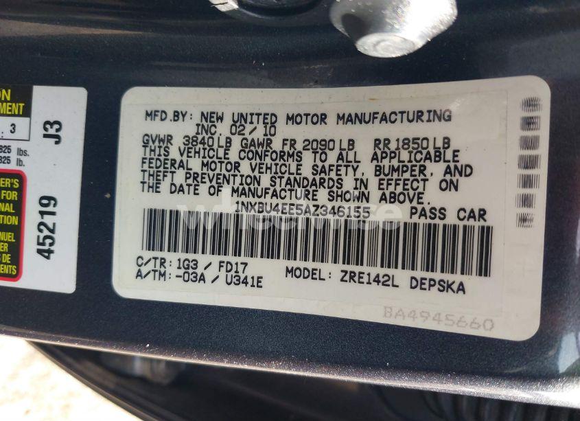 Photo 9 of 2010 Toyota Corolla S (VIN 1NXBU4EE5AZ346155)