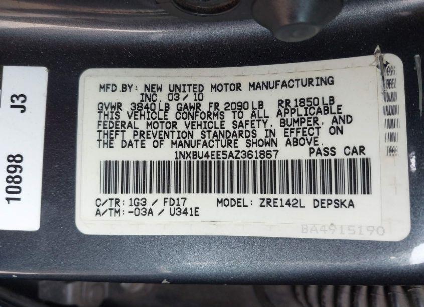 Photo 9 of 2010 Toyota Corolla S (VIN 1NXBU4EE5AZ361867)