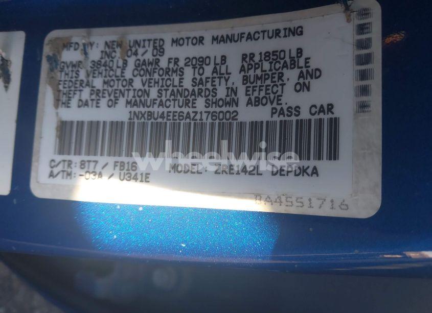 Photo 9 of 2010 Toyota Corolla BASE (A4) (VIN 1NXBU4EE6AZ176002)