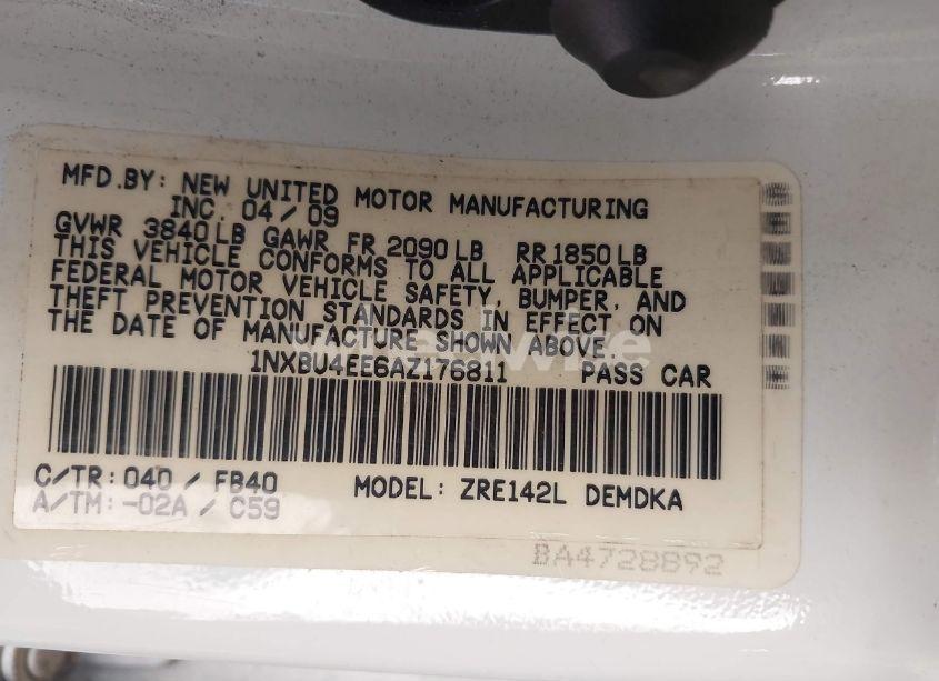 Photo 9 of 2010 Toyota Corolla (VIN 1NXBU4EE6AZ176811)